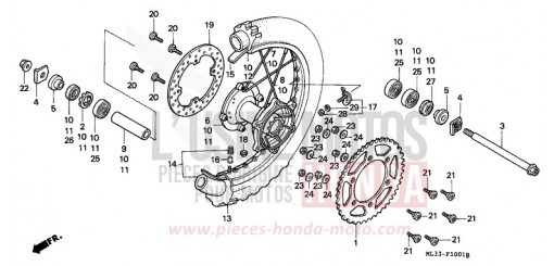 HINTERRAD (CR500RN/RP/RR/RS/RT/RV) CR500RS de 1995